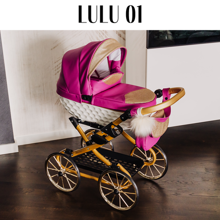 Wózek dla Lalek z EKOSKÓRY ADBOR LULU + Torebka + Koszyk + Ozdoba (kolor: 01) !!! NOWOŚĆ 2025 !!!