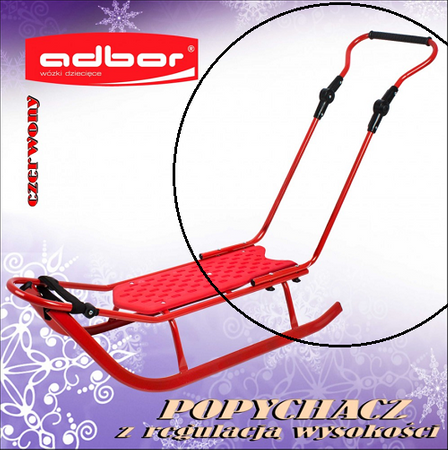 Popychacz - Prowadnik Regulowany do Sanek Piccolino kolor: Czerwony