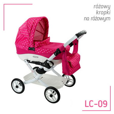 Wózek dla Lalek Składany Głęgoki Adbor LILY Classic - Gondola + Torba + Koszyk (kolor: Lc-09)