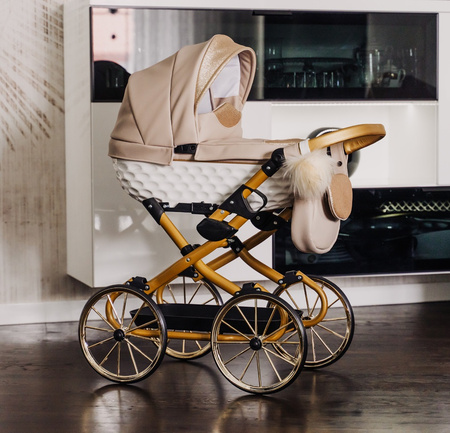 Wózek dla Lalek z EKOSKÓRY ADBOR LULU + Torebka + Koszyk + Ozdoba (kolor: 02) !!! NOWOŚĆ 2025 !!!