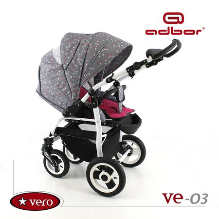 Wózek spacerowy ADBOR VERO DWUKIERUNKOWY + Plecak (przewijak) + Pokrowiec + Uchwyt na butelkę kolor: VE-02