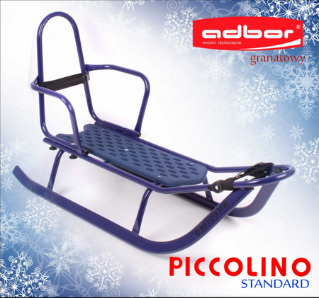 Sanki metalowe Adbor Piccolino Standard z oparciem i pasami kolor: GRANATOWY