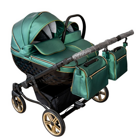 Wózek podwójny BLIŹNIACZY ADBOR DUO LUX 3D 6w1 + Torby + Pokrowiec + Moskitiera + Foteliki CAPRI kolor: DL 3D-08