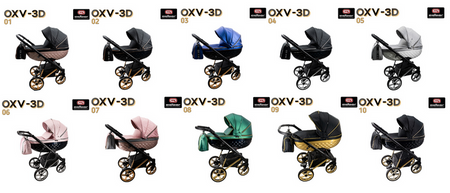 Wózek dziecięcy ADBOR OXV-3D 3w1 + Torba + Pokrowiec + Moskitiera + Uchwyt na butelkę + Fotelik CAPRI (kolor: OXV-3D-06)