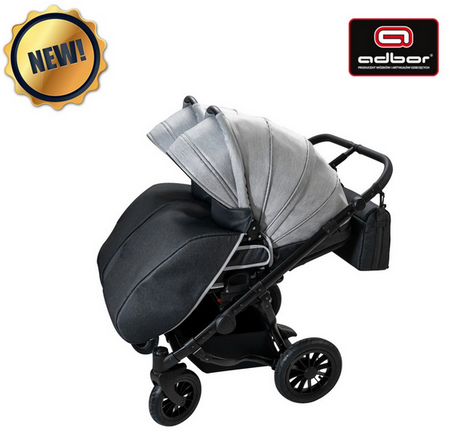 Wózek podwójny BLIŹNIACZY ADBOR DUO LUX 6w1 + Torby + Pokrowiec + Moskitiera + Uchwyt na butelkę + Foteliki kolor: DL-06