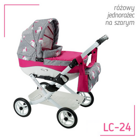 Wózek dla Lalek Składany Głęgoki Adbor LILY Classic - Gondola + Torba + Koszyk (kolor: Lc-24)