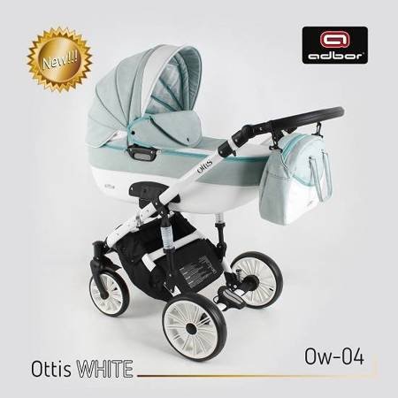 Wózek dziecięcy ADBOR OTTIS WHITE 2w1 + Torba + Pokrowiec + Moskitiera + Uchwyt na butelkę + Fotelik Samochodowy (kolor: Ow-04)
