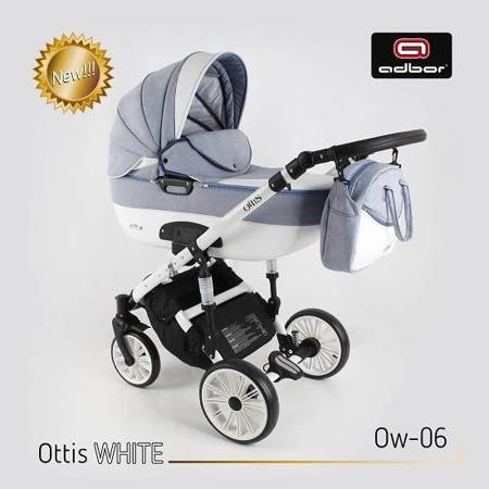 Wózek dziecięcy ADBOR OTTIS WHITE 2w1 + Torba + Pokrowiec + Moskitiera + Uchwyt na butelkę + Fotelik (kolor: Ow-06)